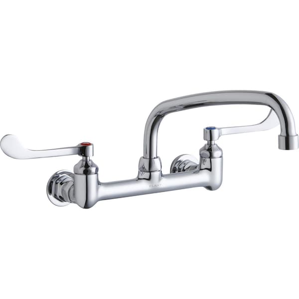 Elkay 8" Centers Wall Faucet 10" Arc Tube Spout 6" Wsbld Hdl Inlets LK940AT10T6H - main